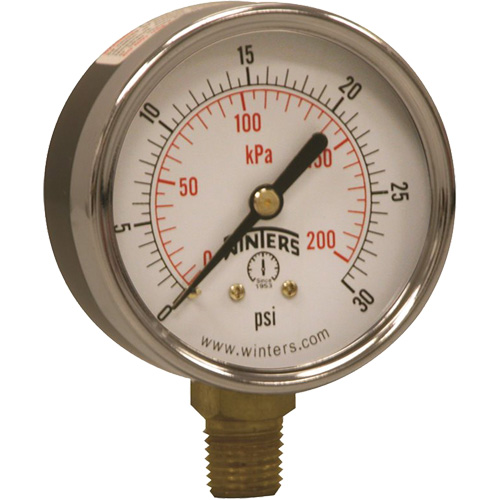 Economy Pressure Gauge, 2-1/2" , 0 - 30 psi, Bottom Mount, Analogue Consource