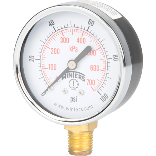 Pressure Gauge, 2-1/2" , 0 - 100 psi, Bottom Mount, Analogue Consource