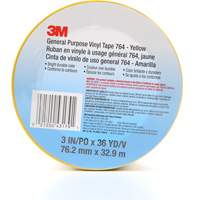 Ruban en vinyle pour travaux g&eacute;n&eacute;raux 764, 76 mm (3") la x 32,9 m (108') lo, 5 mils, Jaune Consource