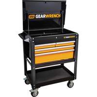 Utility Cart, 4 Drawers, 33" L x 21" W x 42" H, Black/Orange Consource