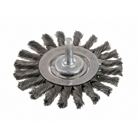 Knot Wire Wheel Brushes - Standard Twist Knot with 1/4" Shank, 4" Dia., 0.014" Fill, Stainless Steel Consource
