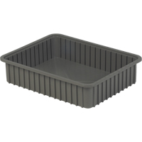 Divider Box&reg; Containers, Polyethylene, 22.4" W x 17.4" D x 5" H, Grey Consource