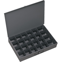 Compartment Scoop Boxes, Steel, 24 Slots, 13-3/8" W x 9-1/4" D x 2" H, Grey Consource
