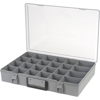 Compartment Case, Plastic, 24 Slots, 18-1/2" W x 13" D x 3" H, Grey Consource