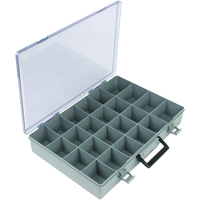 Compartment Case, Plastic, 24 Slots, 15-1/2" W x 11-3/4" D x 2-1/2" H, Grey Consource