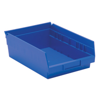 Shelf Bins, 8-3/8" W x 4" H x 11-5/8" D, Blue, 30 lbs. Capacity Consource
