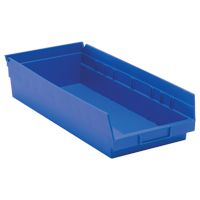 Shelf Bins, 8-3/8" W x 4" H x 17-7/8" D, Blue, 40 lbs. Capacity Consource