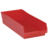 Shelf Bins, 8-3/8" W x 4" H x 17-7/8" D, Red, 40 lbs. Capacity Consource