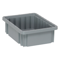Divider Box&reg; Containers, Plastic, 10.9" W x 8.3" D x 3.5" H, Grey Consource