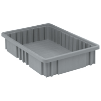 Divider Box&reg; Containers, Plastic, 16.5" W x 10.9" D x 3.5" H, Grey Consource