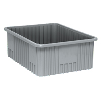 Contenants Divider Box, Plastique, 22,5" la x 17,5" p x 8" h, Gris Consource