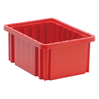 Divider Box&reg; Containers, Plastic, 10.9" W x 8.3" D x 5" H, Red Consource