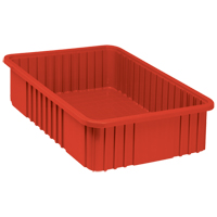Contenants Divider Box, Plastique, 22,5" la x 17,5" p x 6" h, Rouge Consource