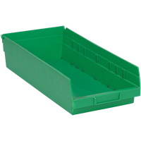 Shelf Bins, 8-1/8" W x 4" H x 17-7/8" D, Green, 40 lbs. Capacity Consource