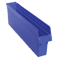 Store-Max Shelf Bins, 4-3/8" W x 8" H x 23-5/8" D, Blue, 68 lbs. Capacity Consource