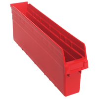 Store-Max Shelf Bins, 4-3/8" W x 8" H x 23-5/8" D, Red, 68 lbs. Capacity Consource