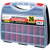 Plastic Compartment Box, 14" W x 18" D x 3" H, 26 Compartments Consource