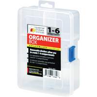 Plastic Compartment Box, 4.75" W x 6.75" D x 2.25" H, 6 Compartments Consource