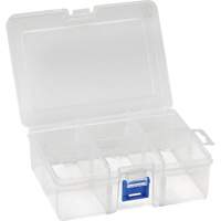 Plastic Compartment Box, 4.75" W x 6.75" D x 2.25" H, 6 Compartments Consource