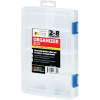Plastic Compartment Box, 5.5" W x 7.75" D x 1.75" H, 8 Compartments Consource