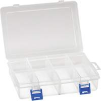 Plastic Compartment Box, 5.5" W x 7.75" D x 1.75" H, 8 Compartments Consource