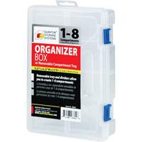 Plastic Compartment Box, 6.25" W x 9.25" D x 2.2" H, 8 Compartments Consource