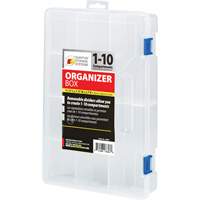 Plastic Compartment Box, 7.75" W x 11.75" D x 2.2" H, 10 Compartments Consource