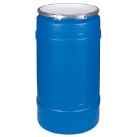 Barils en poly&eacute;thyl&egrave;ne, 30 gal. US (25 gal. imp.), Dessus ouvert, Bleu Consource