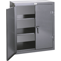 Armoires de rangement hauteur comptoir, Acier, 2 Tablettes, 36" h x 24" la x 20" P, Gris Consource