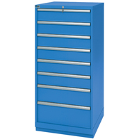 Drawer Cabinets, 8 Drawers, 28-1/4" W x 28-1/2" D x 59-1/2" H, Bright blue Consource