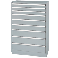 Drawer Cabinets, 9 Drawers, 40-1/4" W x 22-1/2" D x 59-1/2" H, Grey Consource