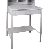 Open Floor Style Shop Desk, 34-1/2" W x 30" D x 53" H, Grey Consource