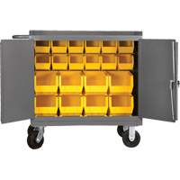 Mobile Workbench Cabinet with Bins, Steel Surface Consource