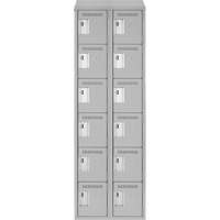 Clean Line Lockerette , 6 -tier, Bank of 2, 24" x 18" x 78", Steel, Grey, Rivet (Assembled) Consource