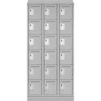 Clean Line Lockerette, 6 -tier, Bank of 3, 36" x 18" x 82", Steel, Grey, Rivet (Assembled) Consource