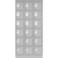 Clean Line Lockerette, 6 -tier, Bank of 3, 36" x 18" x 76", Steel, Grey, Rivet (Assembled) Consource