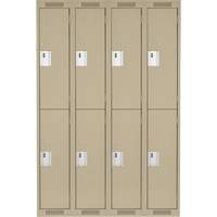 Clean Line Lockers, 2 -tier, Bank of 4, 48" x 18" x 72", Steel, Beige, Rivet (Assembled) Consource