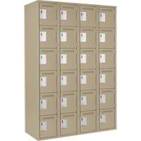 Clean Line Lockerette, 6 -tier, Bank of 4, 48" x 18" x 72", Steel, Beige, Rivet (Assembled) Consource