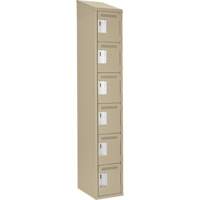 Clean Line Lockerette, 6 -tier, 12" x 18" x 78", Steel, Beige, Rivet (Assembled) Consource