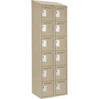 Clean Line Lockerette, 6 -tier, Bank of 2, 24" x 18" x 78", Steel, Beige, Rivet (Assembled) Consource