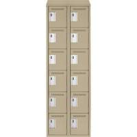 Clean Line Lockerette, 6 -tier, Bank of 2, 24" x 18" x 78", Steel, Beige, Rivet (Assembled) Consource
