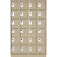 Clean Line Lockerette, 6 -tier, Bank of 4, 48" x 18" x 76", Steel, Beige, Rivet (Assembled) Consource