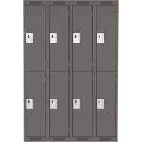 Clean Line Lockers, 2 -tier, Bank of 4, 48" x 18" x 72", Steel, Charcoal, Rivet (Assembled) Consource
