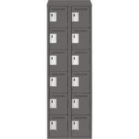 Clean Line Lockerette, 6 -tier, Bank of 2, 24" x 18" x 78", Steel, Charcoal, Rivet (Assembled) Consource