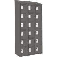 Clean Line Lockerette, 6 -tier, Bank of 3, 36" x 18" x 78", Steel, Charcoal, Rivet (Assembled) Consource