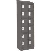 Clean Line Lockerette, 6 -tier, Bank of 2, 24" x 18" x 82", Steel, Charcoal, Rivet (Assembled) Consource
