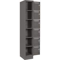 Clean Line Lockerette, 6 -tier, Bank of 4, 48" x 18" x 76", Steel, Charcoal, Rivet (Assembled) Consource