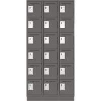 Clean Line Lockerette, 6 -tier, Bank of 3, 36" x 18" x 76", Steel, Charcoal, Rivet (Assembled) Consource