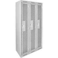 Clean Line Lockers, Bank of 3, 36" x 12" x 72", Steel, Grey, Rivet (Assembled), Perforated Consource