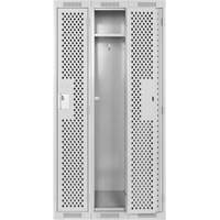 Clean Line Lockers, Bank of 3, 36" x 12" x 72", Steel, Grey, Rivet (Assembled), Perforated Consource